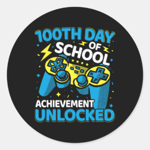 100 Days Of School Video Game Controller Boys Girl Classic Round Sticker