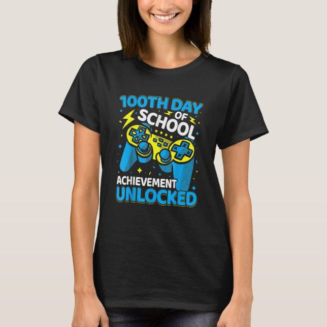 100 Days Of School Video Game Controller Boys Girl T-Shirt (Front)