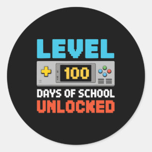 100 Days Of School Video Gamer Boys Kids 100 Days Classic Round Sticker