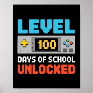 100 Days Of School Video Gamer Boys Kids 100 Days Poster