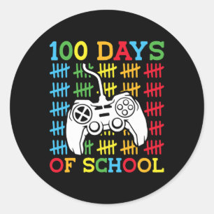 100 Days Of School Video Games Controller Gaming K Classic Round Sticker