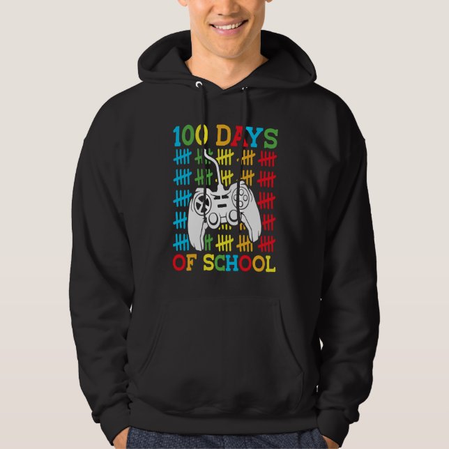 100 Days of School Video Games Controller Gaming K Hoodie (Front)