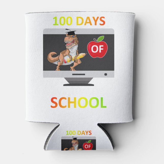 100 Days Of School Virtual Learning Student Quaran Can Cooler (Front)