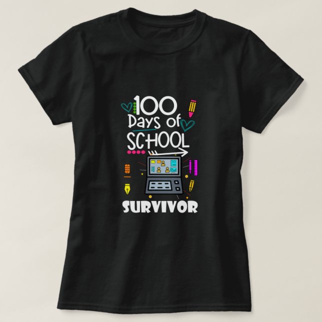100 days of school virtual teacher T-Shirt (Design Front)