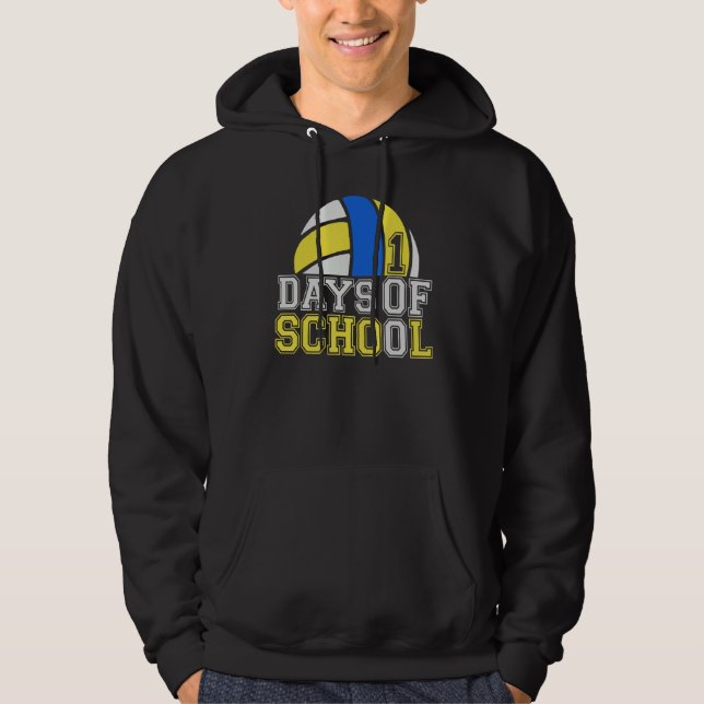 100 days of school volleyball sports teacher happy hoodie (Front)