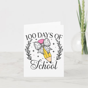 100 Days Of School Volleybyll Coquette Pencil Bow Card