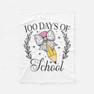 100 Days Of School Volleybyll Coquette Pencil Bow  Fleece Blanket