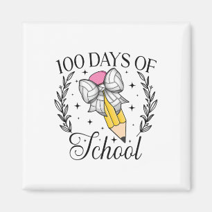 100 Days Of School Volleybyll Coquette Pencil Bow  Magnet
