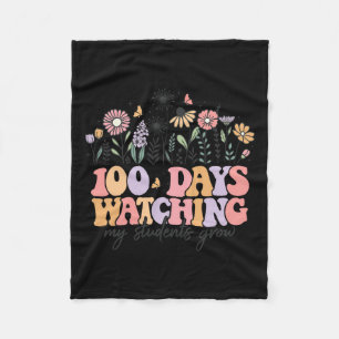 100 Days Of School Wildflowers 100th Day Of School Fleece Blanket