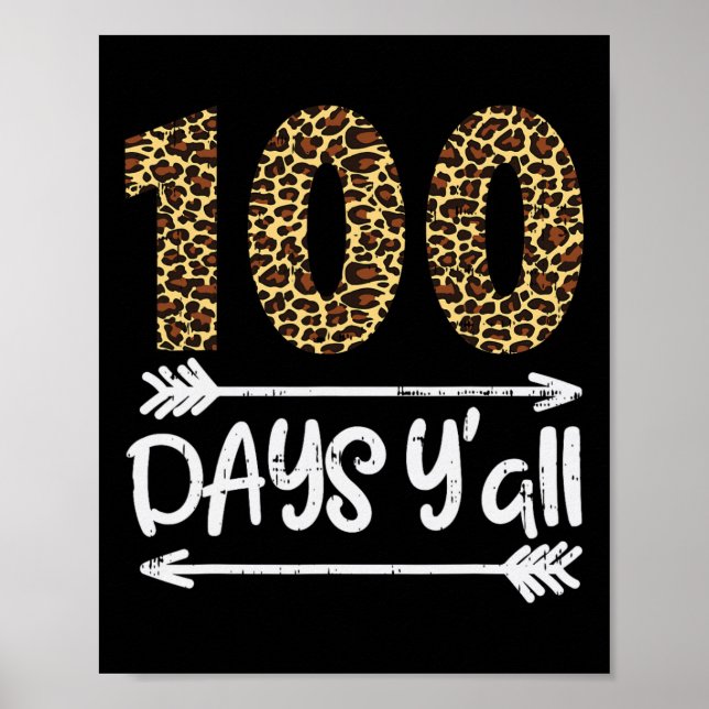100 Days Of School Y'all Leopard Print 100th Teach (Front)