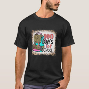 100 Days Of Schoool Leopard Backpack 100th Day Of T-Shirt