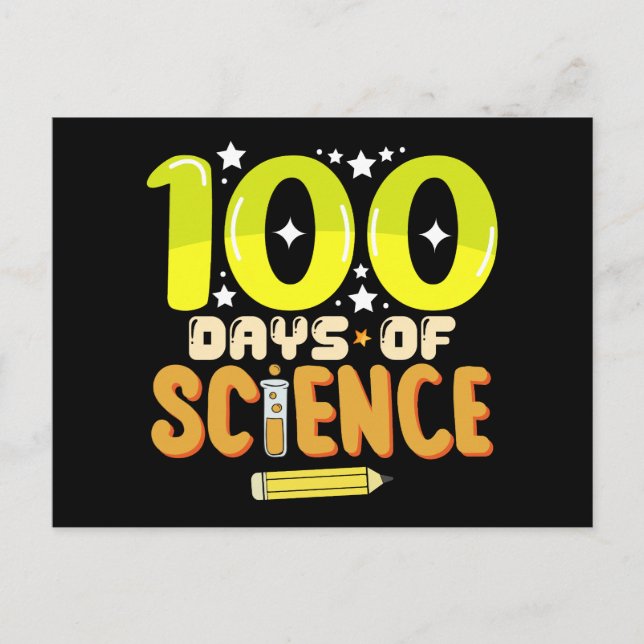 100 Days of Science 100th Day of School Teacher Postcard (Front)