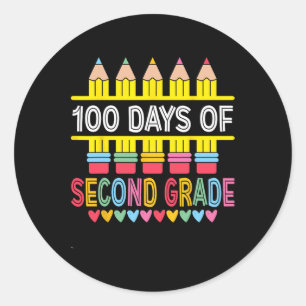 100 Days Of Second Grade Girl Boy 100th Day Of Sch Classic Round Sticker