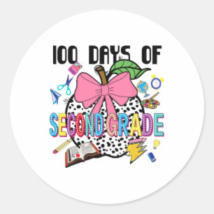 100 Days Of Second Grade Happy 100 Days Of School Classic Round Sticker
