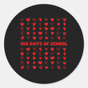 100 Days Of Shool Valentine Heart Love 100th Day O Classic Round Sticker