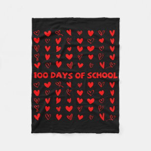 100 Days Of Shool Valentine Heart Love 100th Day O Fleece Blanket