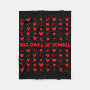 100 Days Of Shool Valentine Heart Love 100th Day O Fleece Blanket