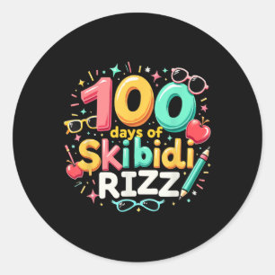 100 Days Of Skibidi Rizz 100th Day Of School Kids Classic Round Sticker