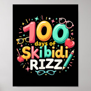 100 Days Of Skibidi Rizz 100th Day Of School Kids Poster
