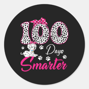 100 Days Of Smarter Dalmatian Dog Bow Tie Costume  Classic Round Sticker