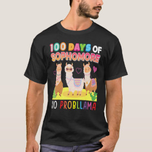 100 Days Of Sophomore No Probllama 100th Day Schoo T-Shirt