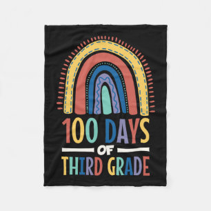 100 Days Of Third Grade Rainbow Happy 100th Day Of Fleece Blanket