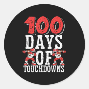 100 Days Of Touchdowns Football 100 Days Of School Classic Round Sticker
