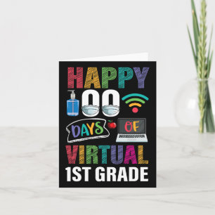 100 Days Of Virtual 1st Grade Kids Teacher Student Card