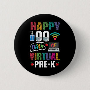 100 Days Of Virtual Pre-k Kids Teacher Student  6 Cm Round Badge