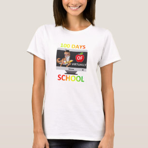 100 Days Of Virtual school 1st Grade Student Quara T-Shirt