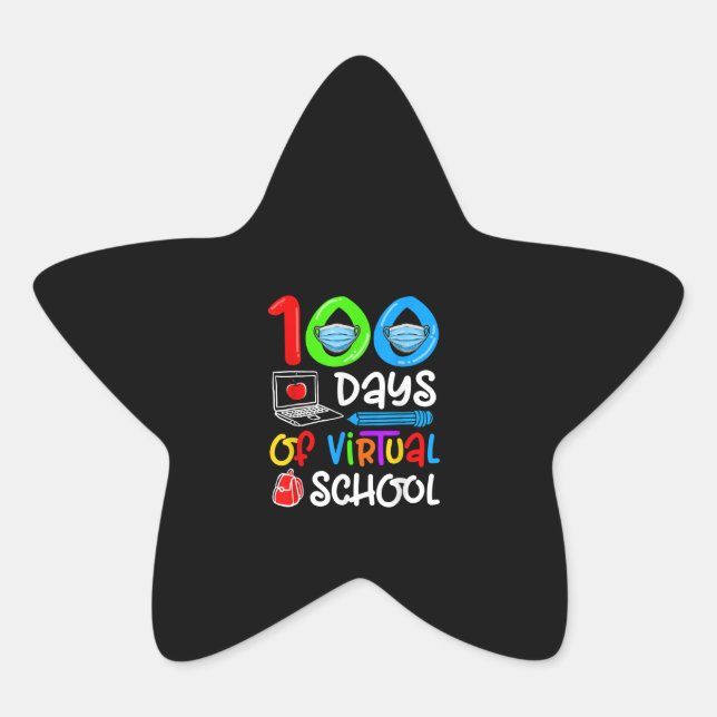 100 Days Of Virtual School Online Star Sticker (Front)
