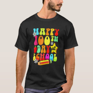 100 Days Retro Groovy Happy 100th Day Of School Te T-Shirt