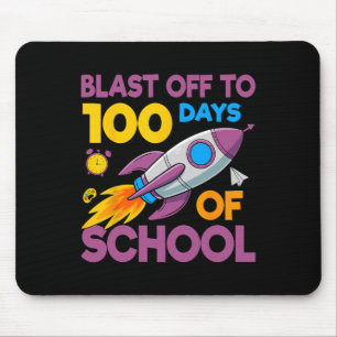 100 Days School Blast Off Rocket Space Kids Studen Mouse Pad