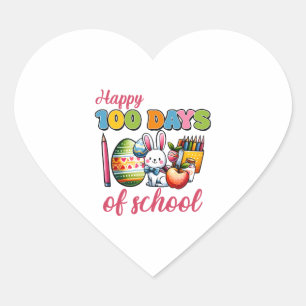 100 Days School Boy Girl Easter 100 Day of School Heart Sticker