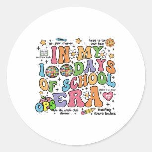 100 Days School Era Ops 100 Days Of School Teacher Classic Round Sticker