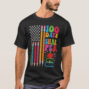 100 Days Sharper Flag Teacher Happy 100th Day Of S T-Shirt
