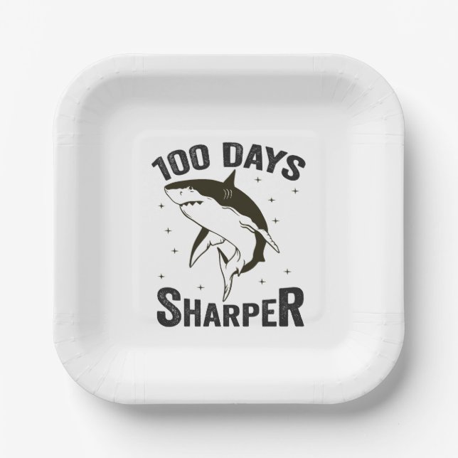 100 Days Sharper Funny 100th Day of School Teacher Paper Plate (Front)