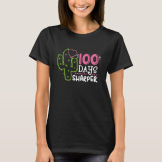 100 Days Sharper Happy 100th Day Of School Cactus  T-Shirt