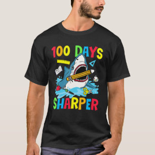 100 Days Sharper Shark 100 Days Of School Brighter T-Shirt