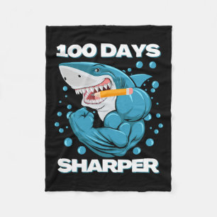 100 Days Sharper Shark Fun 100 Days Of School Fleece Blanket