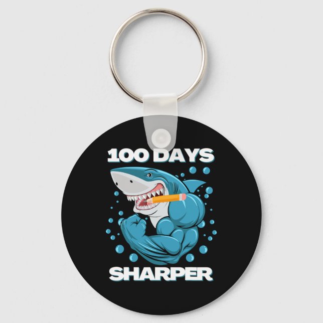 100 Days Sharper Shark Fun 100 Days Of School  Key Ring (Front)