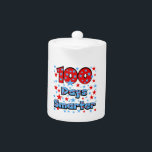 100 Days Smarter<br><div class="desc">Red and blue text with 100 stars design on 100 Days Smarter T-shirts,  mugs,  buttons,  bags,  cards,  stickers,  magnets,  keychains,  and other 100 days of school apparel and gifts.</div>