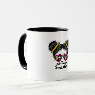 100 Days Smarter 100 days of School Messy Bun Mug