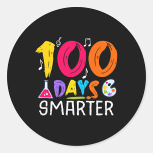 100 Days Smarter - 100 Days Of School Themed Classic Round Sticker