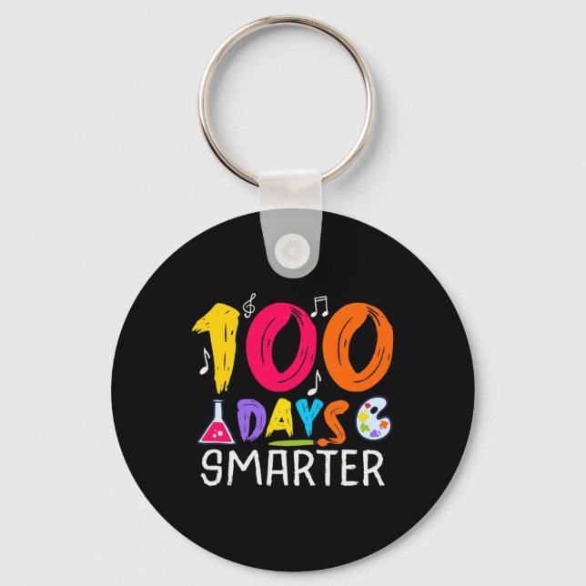 100 Days Smarter - 100 Days Of School Themed  Key Ring (Front)
