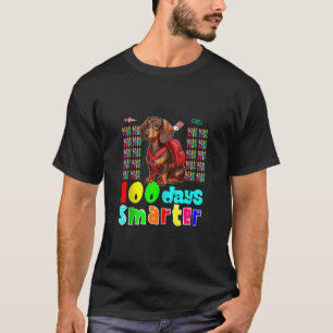 100 Days Smarter 100 Days Of Schools Dachshund Fun T-Shirt