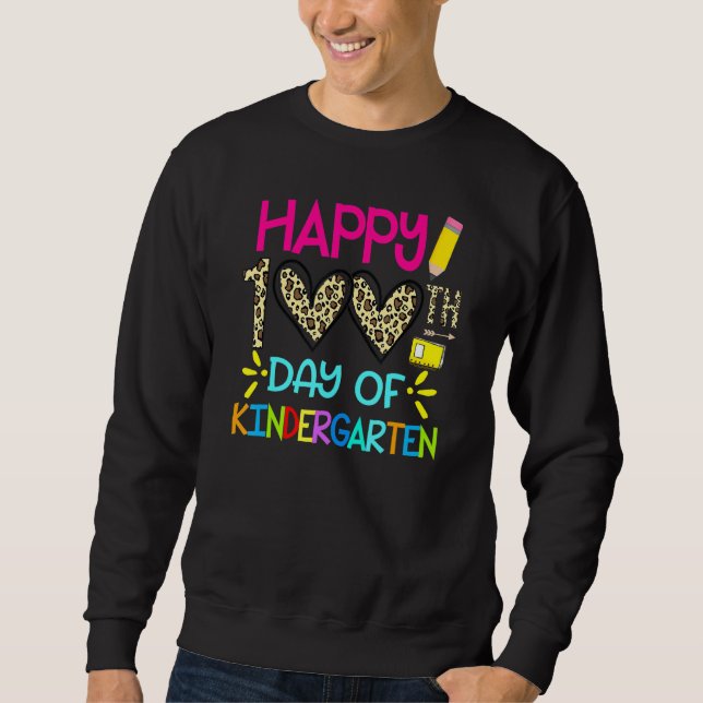 100 Days Smarter 100th Day Of Kindergarten Leopard Sweatshirt (Front)