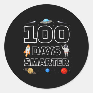 100 Days Smarter 100th Day Of School Astronaut Spa Classic Round Sticker