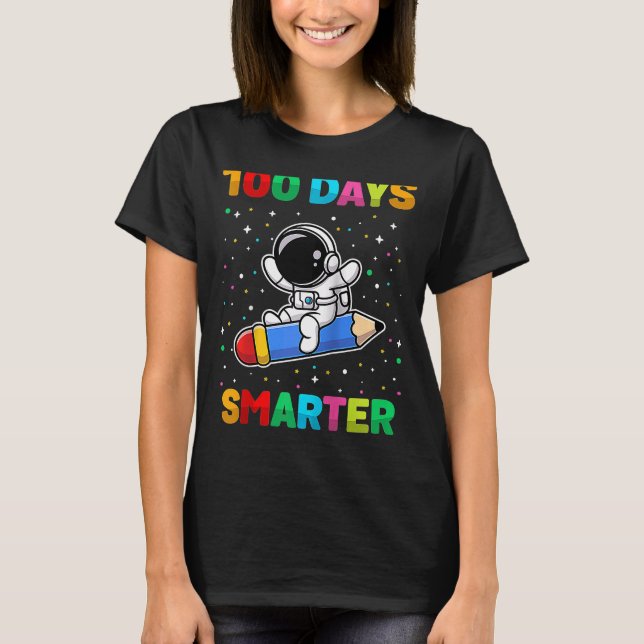 100 Days Smarter 100th Day of School Astronaut Spa T-Shirt (Front)