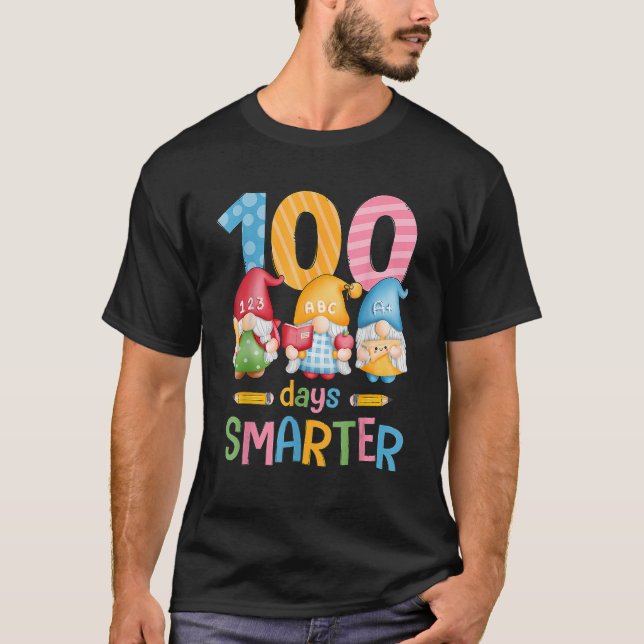 100 Days Smarter 100th Day Of School Gnome Lover T T-Shirt (Front)